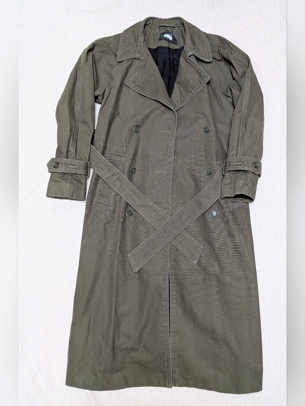 Heavy Reformation Lined Olive Green Trenchcoat Overcoat XS